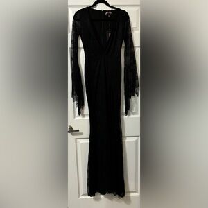 NWT Dolls Kill Trickz N Treatz Morticia Morbid Matriarch Lace Maxi Costume Dress